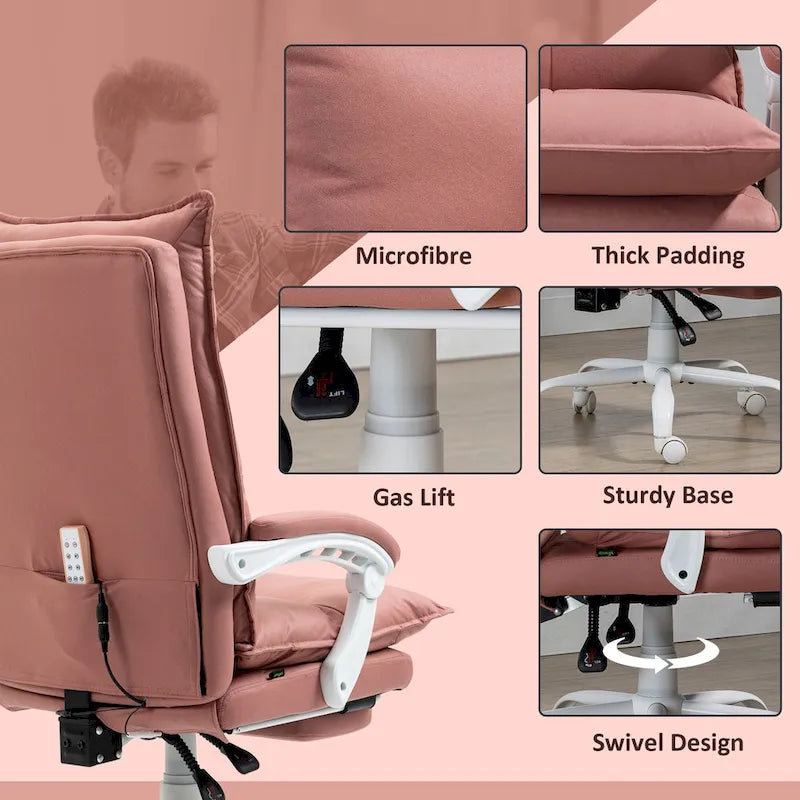 High Back Massage Office Chair with Heated Lumbar, Footrest & Reclining Function