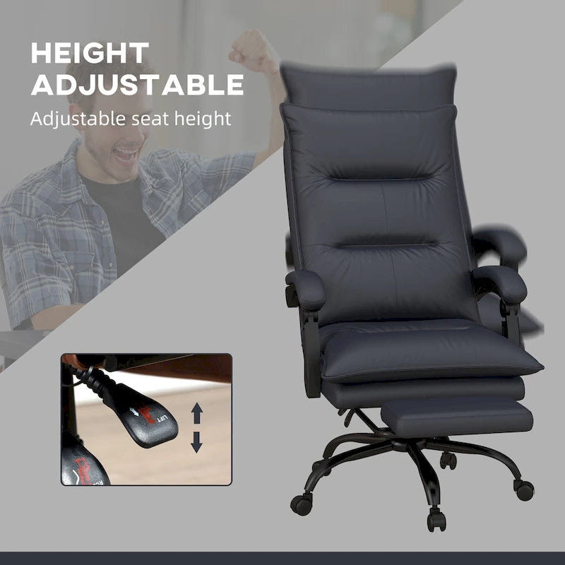 High Back Massage Office Chair with Heated Lumbar, Footrest & Reclining Function