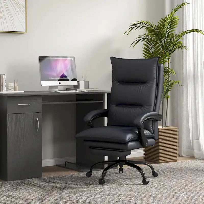 High Back Massage Office Chair with Heated Lumbar, Footrest & Reclining Function