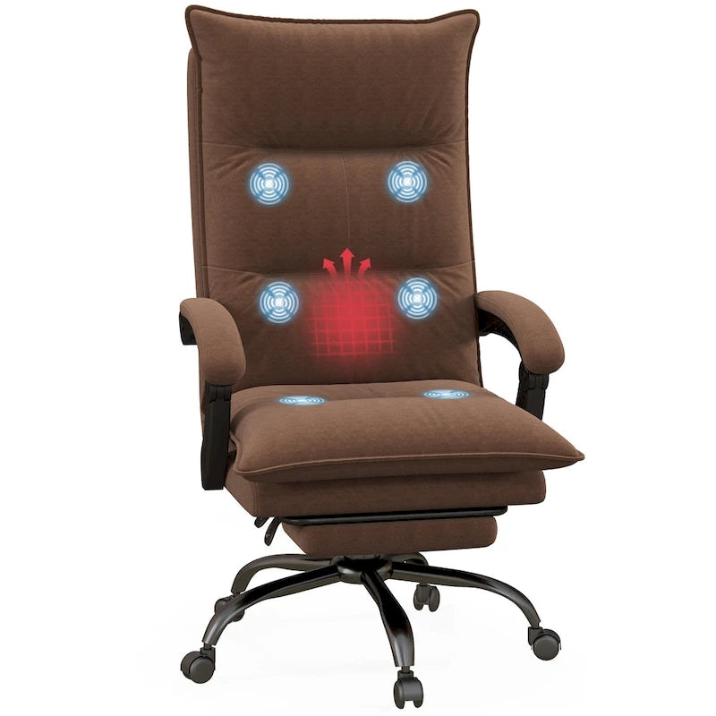 High Back Massage Office Chair with Heated Lumbar, Footrest & Reclining Function