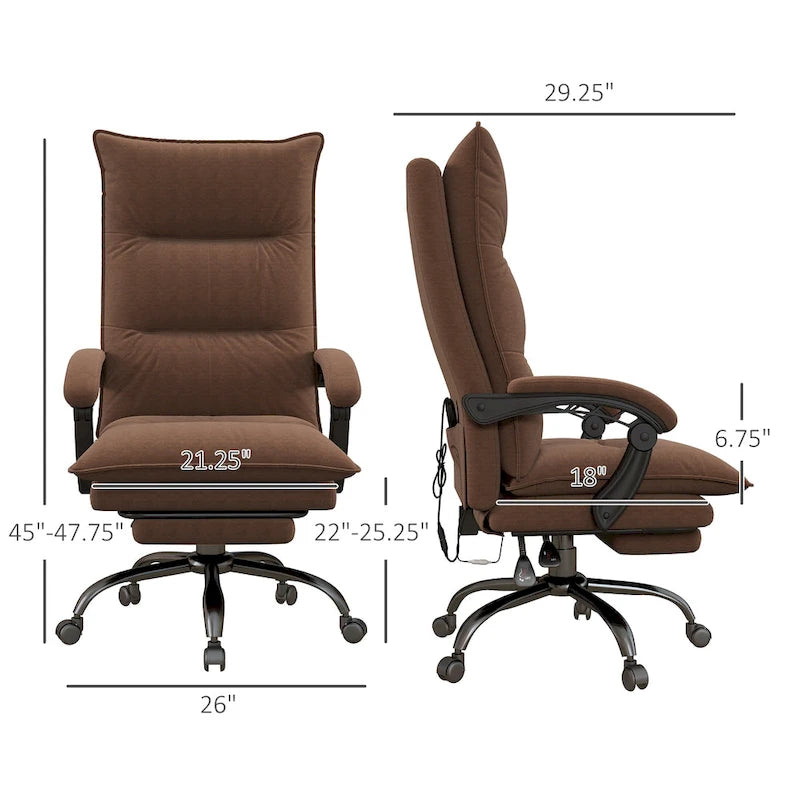 High Back Massage Office Chair with Heated Lumbar, Footrest & Reclining Function