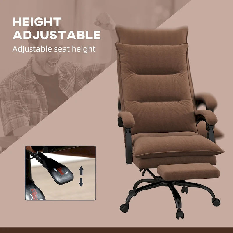 High Back Massage Office Chair with Heated Lumbar, Footrest & Reclining Function