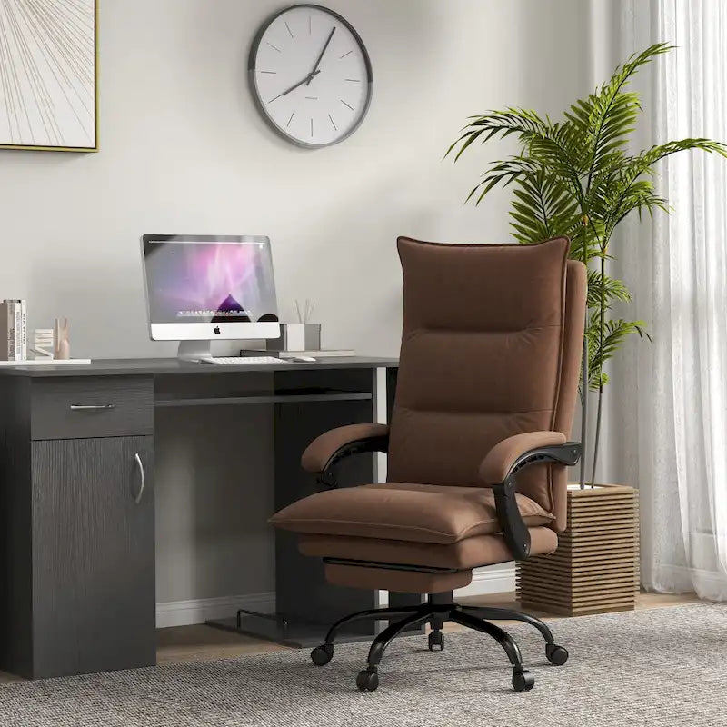 High Back Massage Office Chair with Heated Lumbar, Footrest & Reclining Function