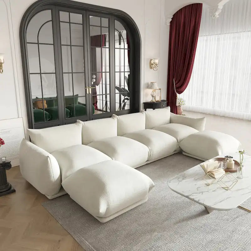Modular Upholstered Sectional Sofas Chenille Fabric Lounge Counches