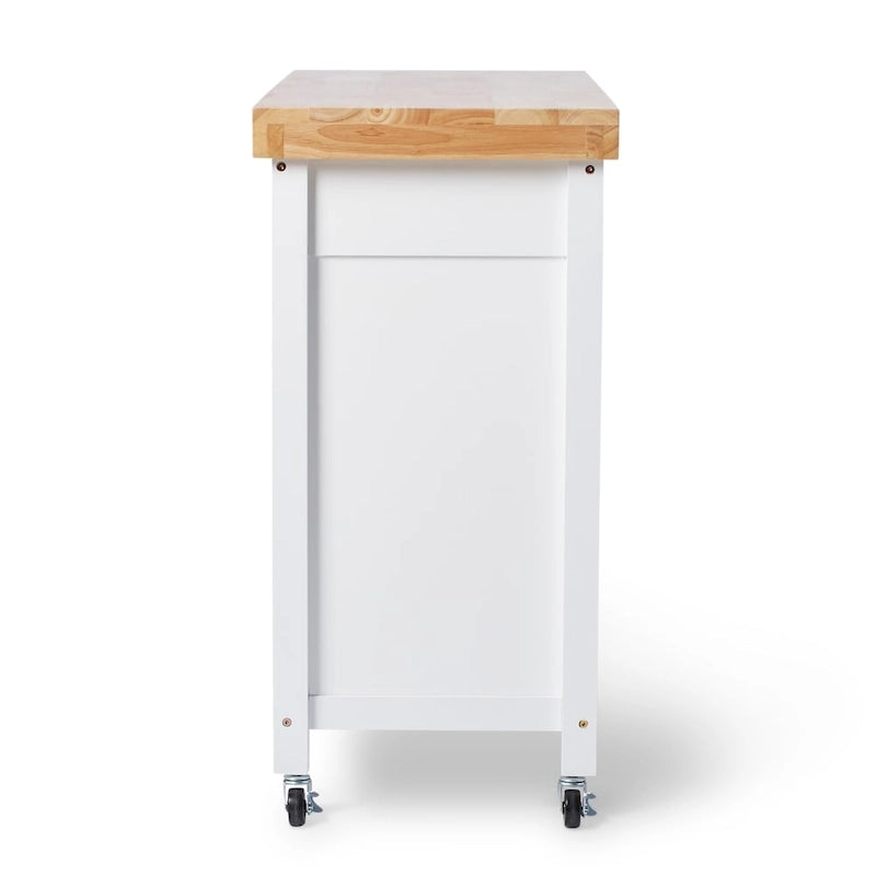 Rolling Kitchen Island Cart with Rubberwood Top