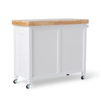 Rolling Kitchen Island Cart with Rubberwood Top