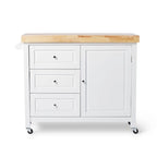 Rolling Kitchen Island Cart with Rubberwood Top