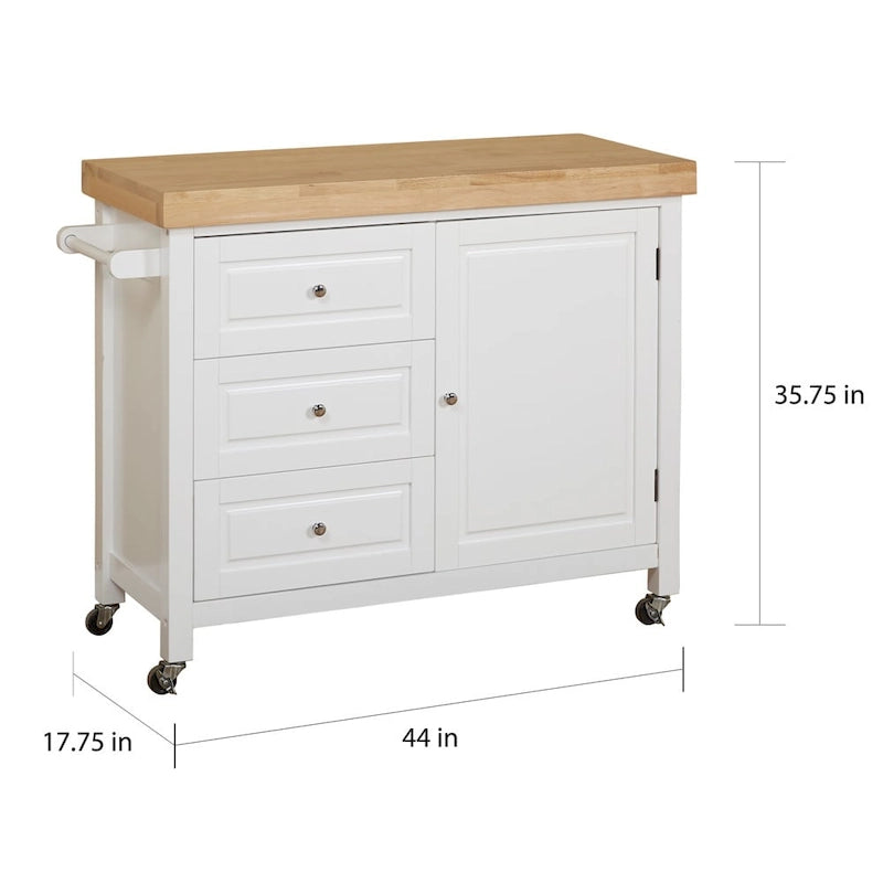 Rolling Kitchen Island Cart with Rubberwood Top