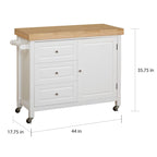 Rolling Kitchen Island Cart with Rubberwood Top