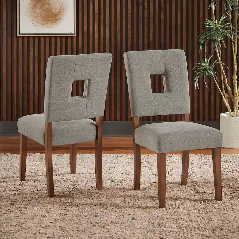 Upholstered Fabric Keyhole Dining Chairs (Set of 2)