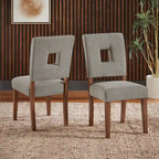 Upholstered Fabric Keyhole Dining Chairs (Set of 2)