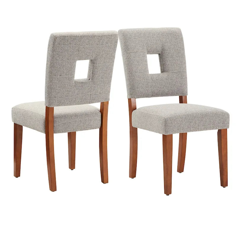 Upholstered Fabric Keyhole Dining Chairs (Set of 2)