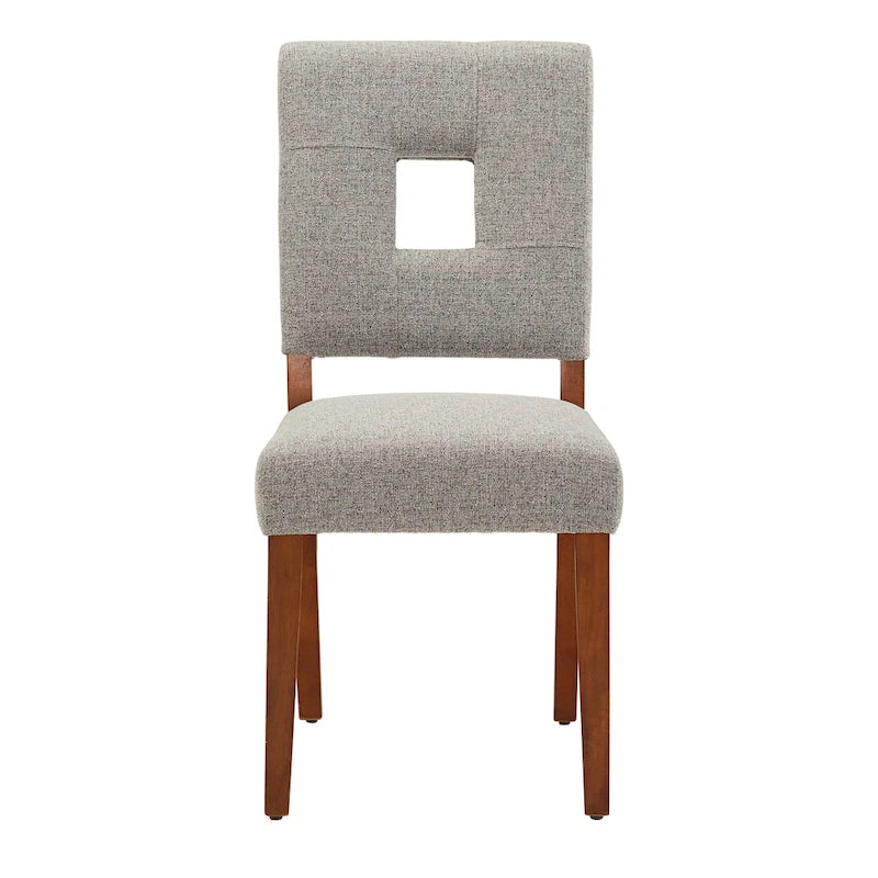 Upholstered Fabric Keyhole Dining Chairs (Set of 2)