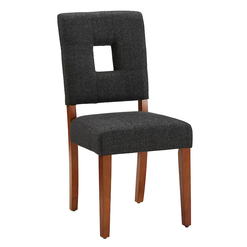 Upholstered Fabric Keyhole Dining Chairs (Set of 2)