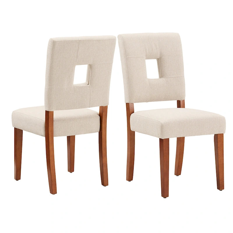 Upholstered Fabric Keyhole Dining Chairs (Set of 2)