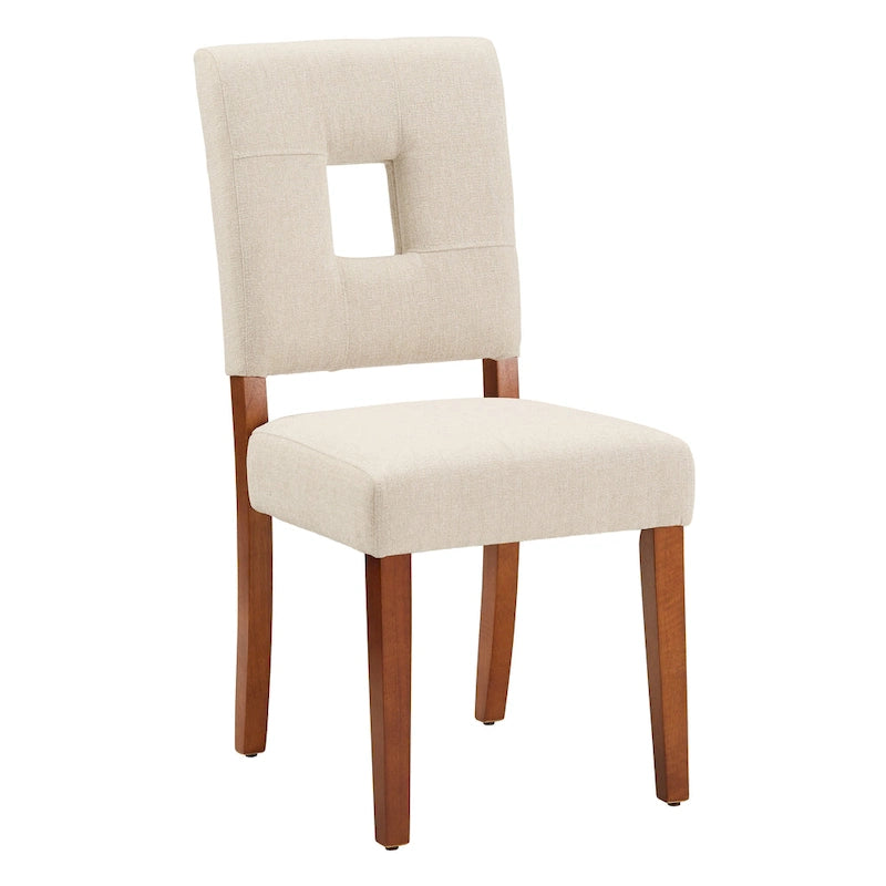 Upholstered Fabric Keyhole Dining Chairs (Set of 2)