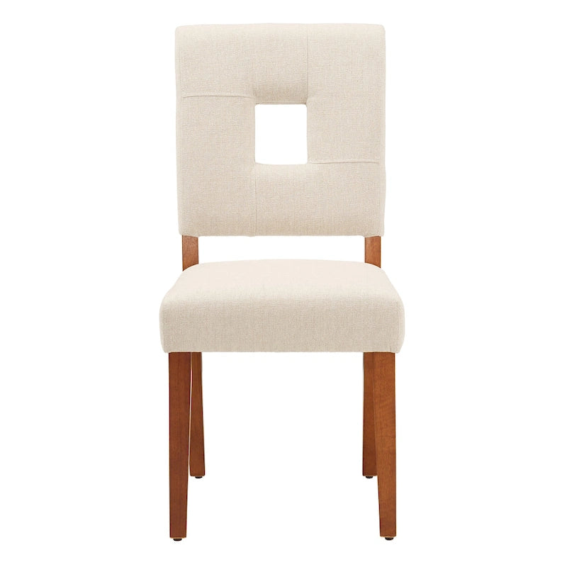 Upholstered Fabric Keyhole Dining Chairs (Set of 2)
