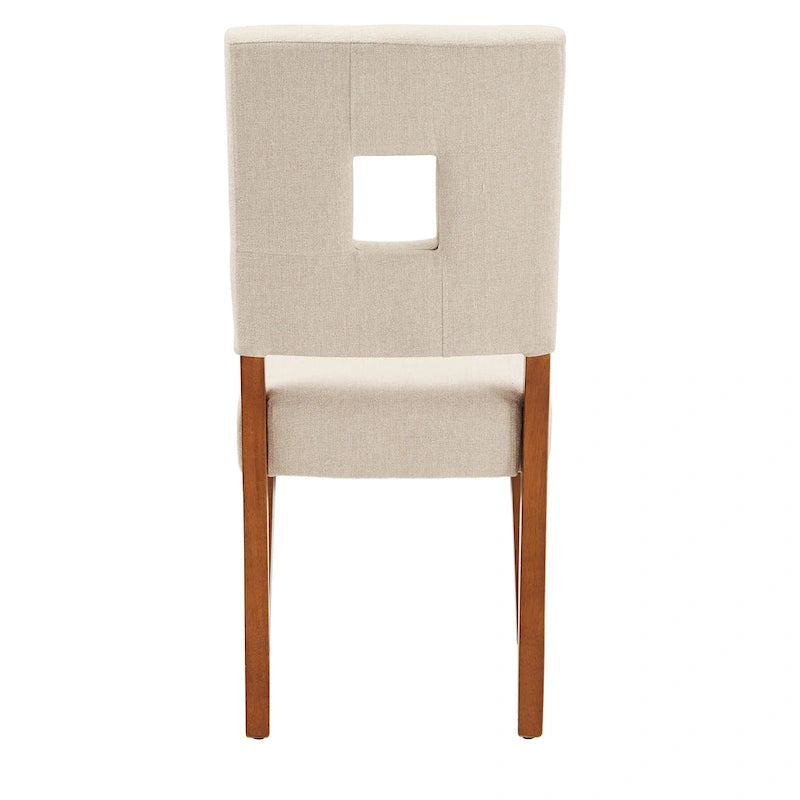 Upholstered Fabric Keyhole Dining Chairs (Set of 2)