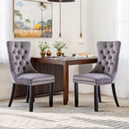 Dining Chairs Set of 2, Button Tufted Velvet Armless Chair with Nailhead Trim
