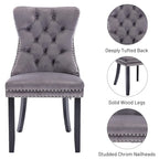 Dining Chairs Set of 2, Button Tufted Velvet Armless Chair with Nailhead Trim