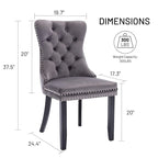 Dining Chairs Set of 2, Button Tufted Velvet Armless Chair with Nailhead Trim