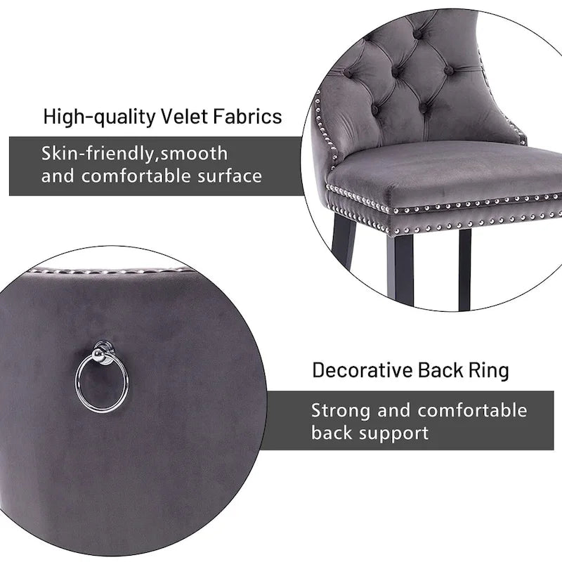 Dining Chairs Set of 2, Button Tufted Velvet Armless Chair with Nailhead Trim