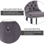Dining Chairs Set of 2, Button Tufted Velvet Armless Chair with Nailhead Trim
