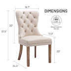 Dining Chairs Set of 2, Button Tufted Velvet Armless Chair with Nailhead Trim