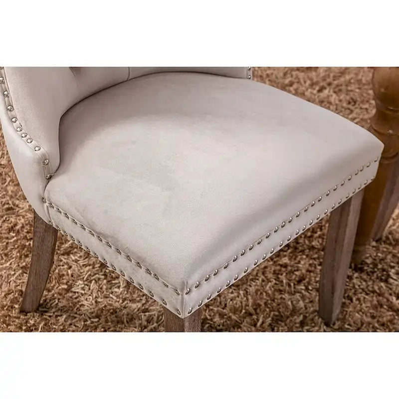 Dining Chairs Set of 2, Button Tufted Velvet Armless Chair with Nailhead Trim