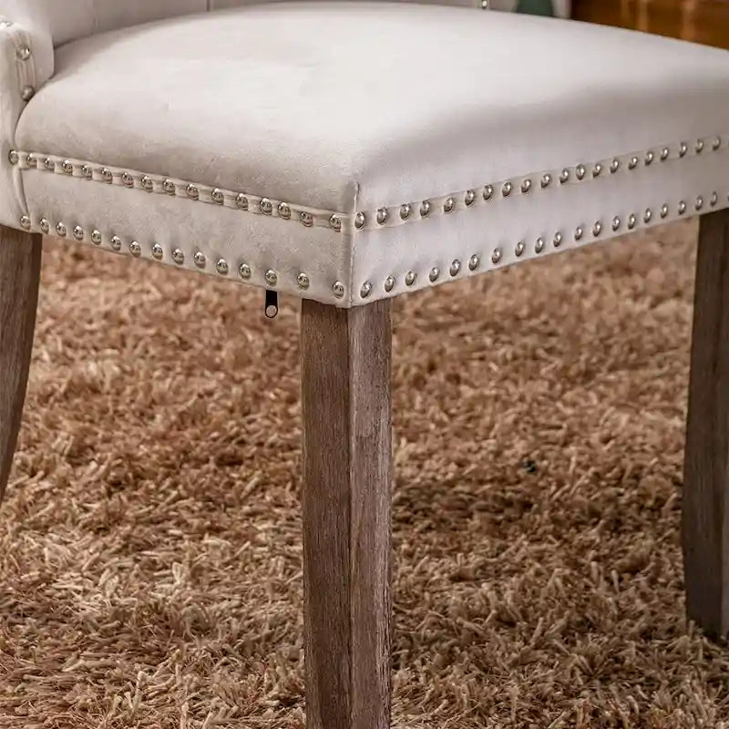 Dining Chairs Set of 2, Button Tufted Velvet Armless Chair with Nailhead Trim