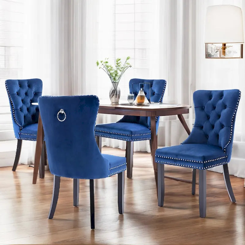 Dining Chairs Set of 2, Button Tufted Velvet Armless Chair with Nailhead Trim