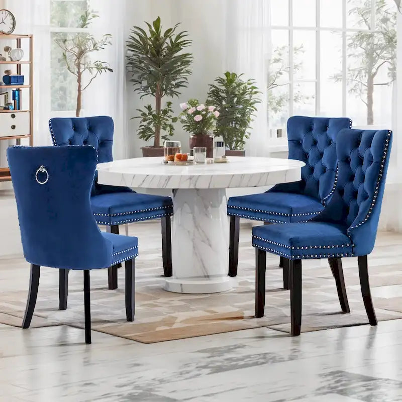 Dining Chairs Set of 2, Button Tufted Velvet Armless Chair with Nailhead Trim