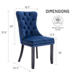 Dining Chairs Set of 2, Button Tufted Velvet Armless Chair with Nailhead Trim