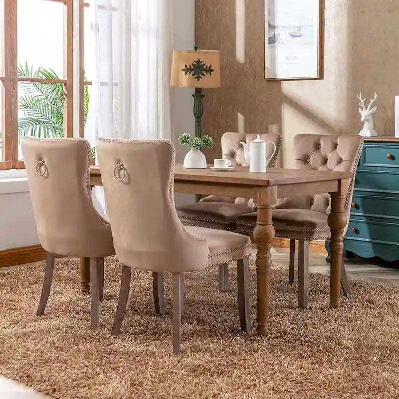 Dining Chairs Set of 2, Button Tufted Velvet Armless Chair with Nailhead Trim