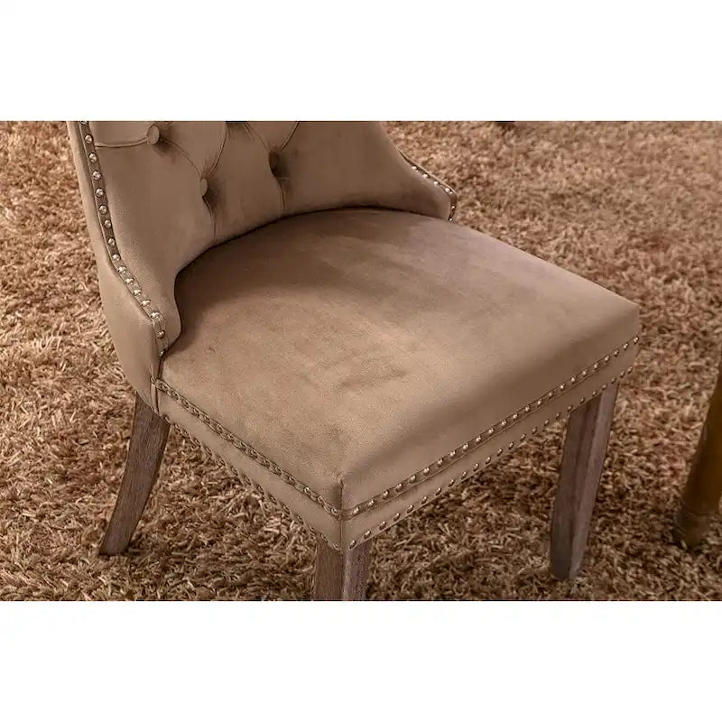 Dining Chairs Set of 2, Button Tufted Velvet Armless Chair with Nailhead Trim