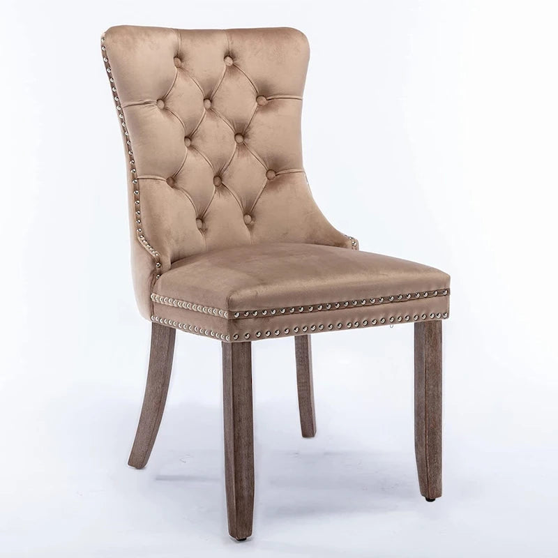 Dining Chairs Set of 2, Button Tufted Velvet Armless Chair with Nailhead Trim