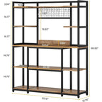 55 Wide Kitchen Hutch Cabinet Microwave Stand with 11 Hooks