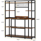 55 Wide Kitchen Hutch Cabinet Microwave Stand with 11 Hooks