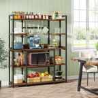 55 Wide Kitchen Hutch Cabinet Microwave Stand with 11 Hooks