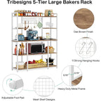 55 Wide Kitchen Hutch Cabinet Microwave Stand with 11 Hooks