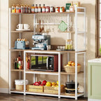 55 Wide Kitchen Hutch Cabinet Microwave Stand with 11 Hooks