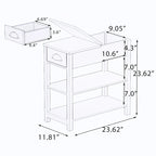 Narrow Flip Top Side Table with Drawer End Table with 2-Tiers Open Storage Shelves Sofa Table for Living Room,Bedroom