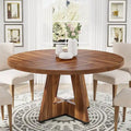 Round Farmhouse Dining Table for 4, 47-Inch