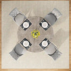 Round Farmhouse Dining Table for 4, 47-Inch