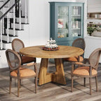 Round Farmhouse Dining Table for 4, 47-Inch