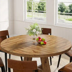 Round Farmhouse Dining Table for 4, 47-Inch