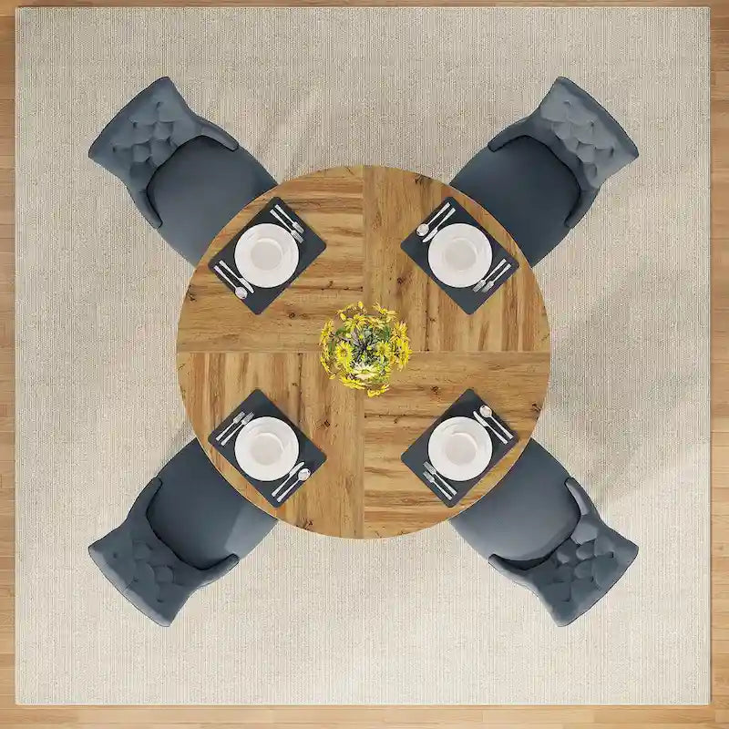 Round Farmhouse Dining Table for 4, 47-Inch
