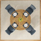 Round Farmhouse Dining Table for 4, 47-Inch