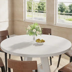 Round Farmhouse Dining Table for 4, 47-Inch