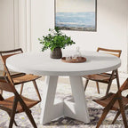 Round Farmhouse Dining Table for 4, 47-Inch